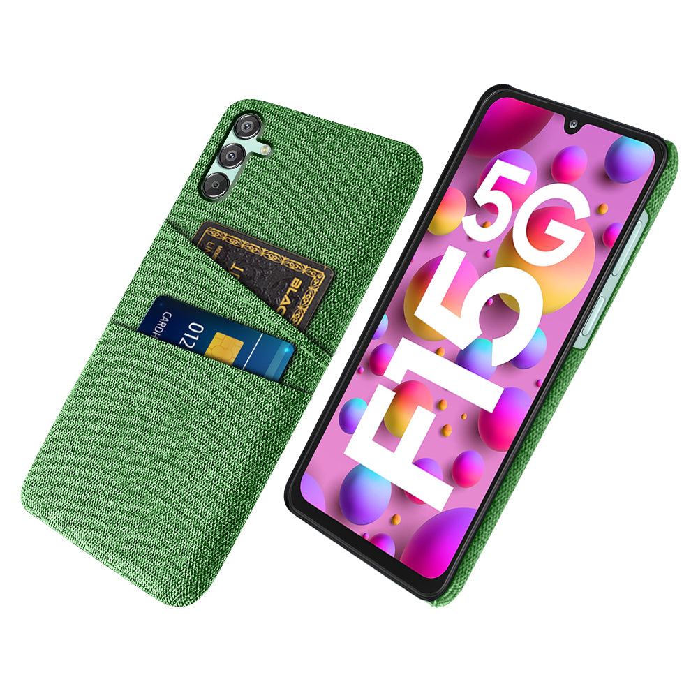 For Samsung Galaxy F15 5G / M15 5G Case Cloth+PC Cell Phone Basic Back Cover with 2 Card Slots For Samsung Galaxy F15 5G / M15 5G Case Cloth+PC Cell Phone Basic Back Cover with 2 Card Slots